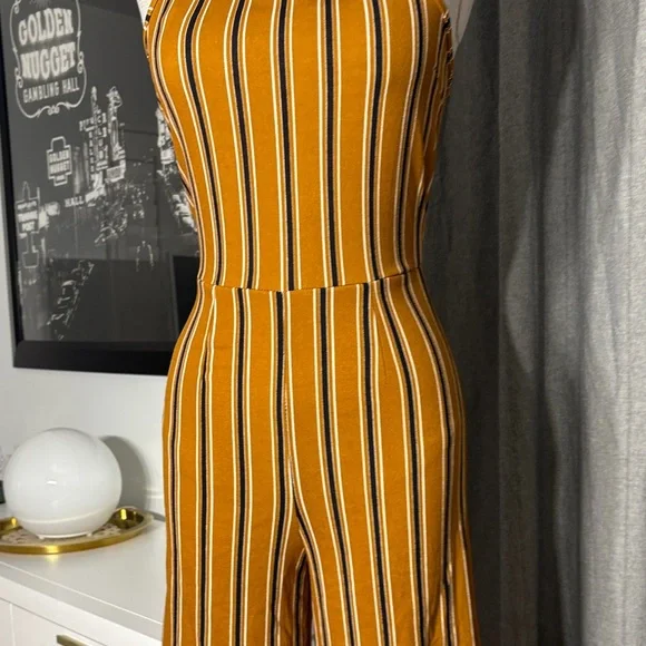 See You Monday Yellow and Black Striped Jumpsuit - Picture 4 of 8